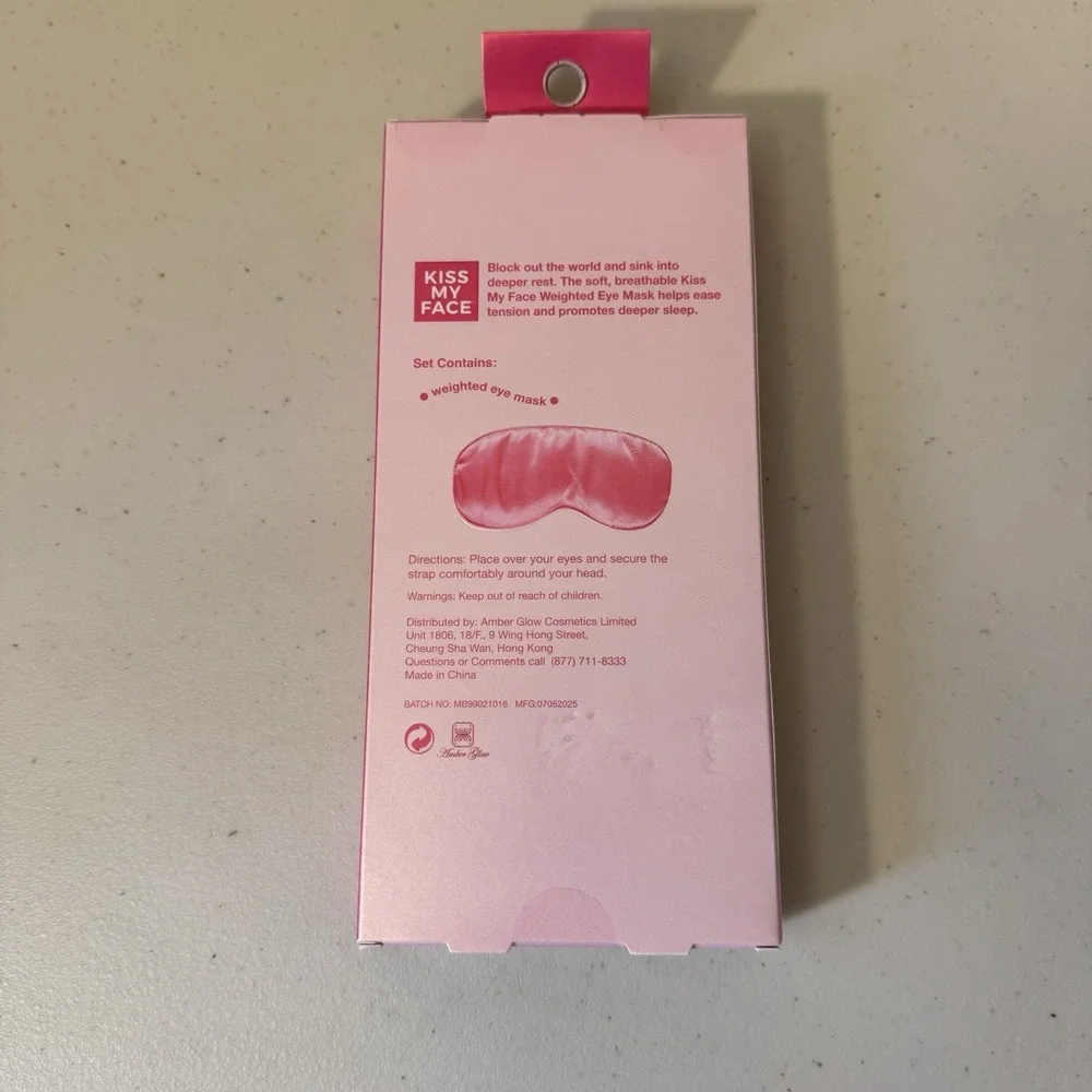 Kiss My Face Weighted‎ Eye Mask Satin Smooth Self Care Sleep Relax Pink NEW